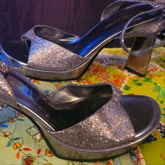 Vintage Nine West HTF Disco Glitter Sandal - Picture 3 of 6